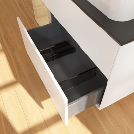 Тумба під раковину Villeroy & Boch Finion 120х50,1 см із підсвічуванням МДФ білий матовий лак/скло чорне матове F392PCMT