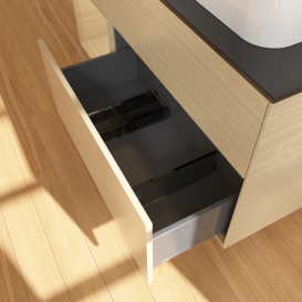 Тумба под раковину Villeroy & Boch Finion 120х50,1 см с подсветкой МДФ шпон дуба/стекло черное матовое F392PCPC