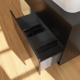 Тумба под раковину Villeroy & Boch Finion 120х50,1 см с подсветкой МДФ черный матовый лак/стекло черное матовое F392PCPD