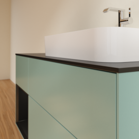 Тумба под раковину Villeroy & Boch Finion 120х50,1 см с подсветкой МДФ оливковый матовый лак/стекло черное матовое F392PDGM