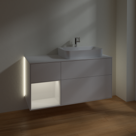 Тумба под раковину Villeroy & Boch Finion 120х50,1 см с подсветкой МДФ глянцевый белый лак/стекло белое матовое G391GFGF