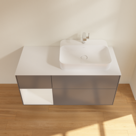 Тумба под раковину Villeroy & Boch Finion 120х50,1 см с подсветкой МДФ антрацит матовый лак/стекло белое матовое G391GFGK