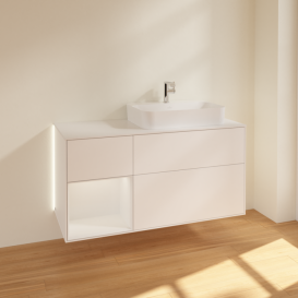 Тумба под раковину Villeroy & Boch Finion 120х50,1 см с подсветкой МДФ белый матовый лак/стекло белое матовое G391GFMT