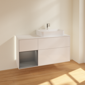 Тумба под раковину Villeroy & Boch Finion 120х50,1 см с подсветкой МДФ глянцевый белый лак/стекло белое матовое G391GKGF