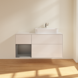 Тумба под раковину Villeroy & Boch Finion 120х50,1 см с подсветкой МДФ глянцевый белый лак/стекло белое матовое G391GKGF