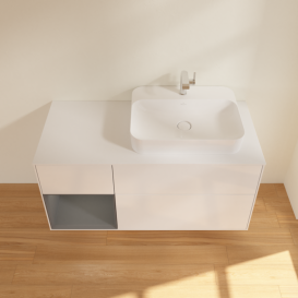 Тумба под раковину Villeroy & Boch Finion 120х50,1 см с подсветкой МДФ глянцевый белый лак/стекло белое матовое G391GKGF