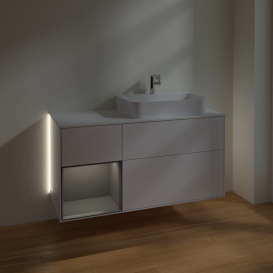 Тумба под раковину Villeroy & Boch Finion 120х50,1 см с подсветкой МДФ глянцевый белый лак/стекло белое матовое G391GKGF