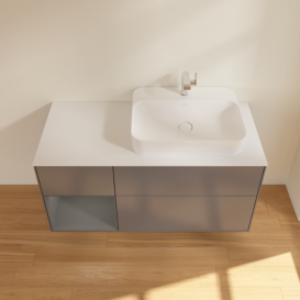 Тумба под раковину Villeroy & Boch Finion 120х50,1 см с подсветкой МДФ антрацит матовый лак/стекло белое матовое G391GKGK