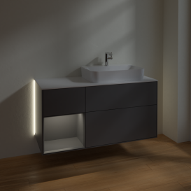 Тумба под раковину Villeroy & Boch Finion 120х50,1 см с подсветкой МДФ антрацит матовый лак/стекло белое матовое G391GKGK