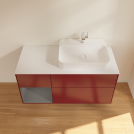 Тумба под раковину Villeroy & Boch Finion 120х50,1 см с подсветкой МДФ пион матовый лак/стекло белое матовое G391GKHB