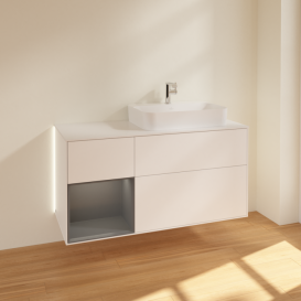 Тумба под раковину Villeroy & Boch Finion 120х50,1 см с подсветкой МДФ белый матовый лак/стекло белое матовое G391GKMT