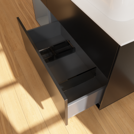 Тумба под раковину Villeroy & Boch Finion 120х50,1 см с подсветкой МДФ черный матовый лак/стекло белое матовое G391GKPD