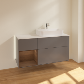 Тумба под раковину Villeroy & Boch Finion 120х50,1 см с подсветкой МДФ антрацит матовый лак/стекло белое матовое G391GNGK