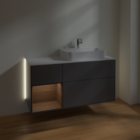 Тумба под раковину Villeroy & Boch Finion 120х50,1 см с подсветкой МДФ антрацит матовый лак/стекло белое матовое G391GNGK