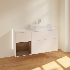 Тумба под раковину Villeroy & Boch Finion 120х50,1 см с подсветкой МДФ белый матовый лак/стекло белое матовое G391GNMT