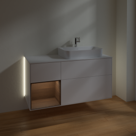 Тумба под раковину Villeroy & Boch Finion 120х50,1 см с подсветкой МДФ белый матовый лак/стекло белое матовое G391GNMT