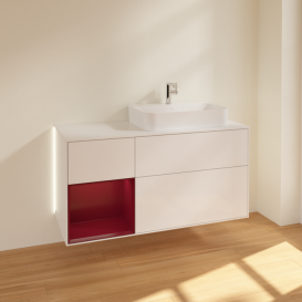 Тумба под раковину Villeroy & Boch Finion 120х50,1 см с подсветкой МДФ глянцевый белый лак/стекло белое матовое G391HBGF