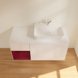 Тумба под раковину Villeroy & Boch Finion 120х50,1 см с подсветкой МДФ глянцевый белый лак/стекло белое матовое G391HBGF