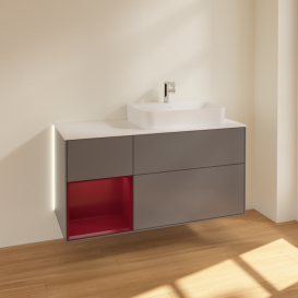 Тумба под раковину Villeroy & Boch Finion 120х50,1 см с подсветкой МДФ антрацит матовый лак/стекло белое матовое G391HBGK