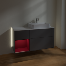 Тумба под раковину Villeroy & Boch Finion 120х50,1 см с подсветкой МДФ антрацит матовый лак/стекло белое матовое G391HBGK