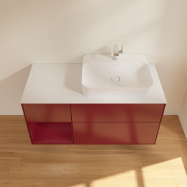 Тумба под раковину Villeroy & Boch Finion 120х50,1 см с подсветкой МДФ пион матовый лак/стекло белое матовое G391HBHB