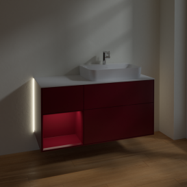 Тумба под раковину Villeroy & Boch Finion 120х50,1 см с подсветкой МДФ пион матовый лак/стекло белое матовое G391HBHB