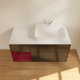 Тумба под раковину Villeroy & Boch Finion 120х50,1 см с подсветкой МДФ черный матовый лак/стекло белое матовое G391HBPD