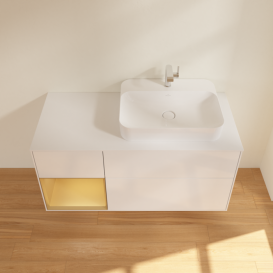 Тумба под раковину Villeroy & Boch Finion 120х50,1 см с подсветкой МДФ глянцевый белый лак/стекло белое матовое G391HFGF