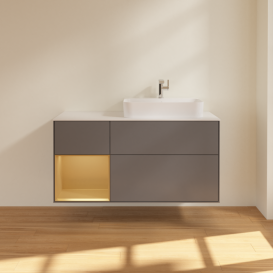 Тумба под раковину Villeroy & Boch Finion 120х50,1 см с подсветкой МДФ антрацит матовый лак/стекло белое матовое G391HFGK