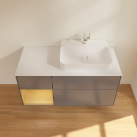 Тумба под раковину Villeroy & Boch Finion 120х50,1 см с подсветкой МДФ антрацит матовый лак/стекло белое матовое G391HFGK