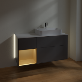 Тумба под раковину Villeroy & Boch Finion 120х50,1 см с подсветкой МДФ антрацит матовый лак/стекло белое матовое G391HFGK