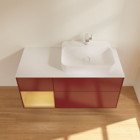 Тумба під раковину Villeroy & Boch Finion 120х50,1 см із підсвічуванням МДФ півонія матовий лак/скло біле матове G391HFHB