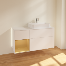 Тумба под раковину Villeroy & Boch Finion 120х50,1 см с подсветкой МДФ белый матовый лак/стекло белое матовое G391HFMT