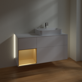 Тумба под раковину Villeroy & Boch Finion 120х50,1 см с подсветкой МДФ белый матовый лак/стекло белое матовое G391HFMT