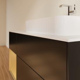 Тумба під раковину Villeroy & Boch Finion 120х50,1 см із підсвічуванням МДФ чорний матовий лак/скло біле матове G391HFPD