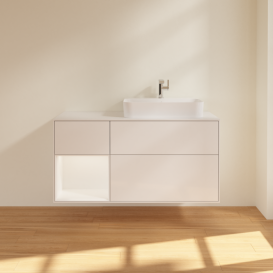 Тумба под раковину Villeroy & Boch Finion 120х50,1 см с подсветкой МДФ глянцевый белый лак/стекло белое матовое G391MTGF