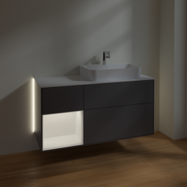 Тумба под раковину Villeroy & Boch Finion 120х50,1 см с подсветкой МДФ антрацит матовый лак/стекло белое матовое G391MTGK