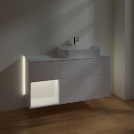 Тумба под раковину Villeroy & Boch Finion 120х50,1 см с подсветкой МДФ белый матовый лак/стекло белое матовое G391MTMT
