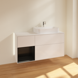 Тумба под раковину Villeroy & Boch Finion 120х50,1 см с подсветкой МДФ глянцевый белый лак/стекло белое матовое G391PDGF