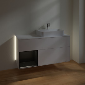 Тумба под раковину Villeroy & Boch Finion 120х50,1 см с подсветкой МДФ глянцевый белый лак/стекло белое матовое G391PDGF