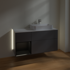 Тумба под раковину Villeroy & Boch Finion 120х50,1 см с подсветкой МДФ антрацит матовый лак/стекло белое матовое G391PDGK