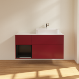 Тумба під раковину Villeroy & Boch Finion 120х50,1 см із підсвічуванням МДФ півонія матовий лак/скло біле матове G391PDHB