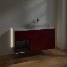 Тумба під раковину Villeroy & Boch Finion 120х50,1 см із підсвічуванням МДФ півонія матовий лак/скло біле матове G391PDHB