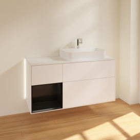 Тумба под раковину Villeroy & Boch Finion 120х50,1 см с подсветкой МДФ белый матовый лак/стекло белое матовое G391PDMT