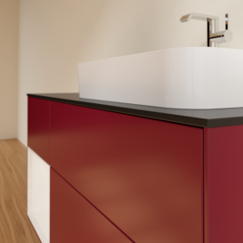 Тумба под раковину Villeroy & Boch Finion 120х50,1 см с подсветкой МДФ пион матовый лак/стекло черное матовое G392GFHB