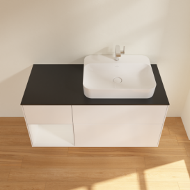 Тумба под раковину Villeroy & Boch Finion 120х50,1 см с подсветкой МДФ белый матовый лак/стекло черное матовое G392GFMT