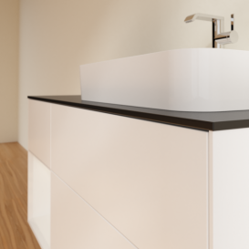 Тумба под раковину Villeroy & Boch Finion 120х50,1 см с подсветкой МДФ белый матовый лак/стекло черное матовое G392GFMT