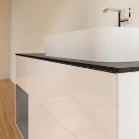 Тумба под раковину Villeroy & Boch Finion 120х50,1 см с подсветкой МДФ глянцевый белый лак/стекло черное матовое G392GKGF