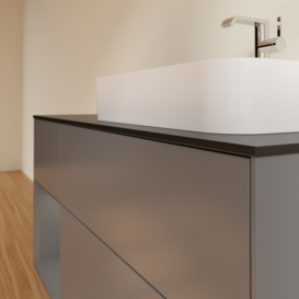 Тумба под раковину Villeroy & Boch Finion 120х50,1 см с подсветкой МДФ антрацит матовый лак/стекло черное матовое G392GKGK