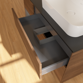 Тумба под раковину Villeroy & Boch Finion 120х50,1 см с подсветкой МДФ шпон грецкого ореха/стекло черное матовое G392GKGN